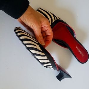 Zebra print calf hair low heel mule size 7.5